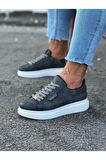 J01 Bağcıklı Delik Desenli Ortopedik Taban Erkek Sneaker Günlük Ayakkabı BT Gri