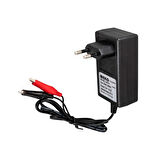 7.2 VOLT - 1 AMPER KROKODİL UÇLU PRİZ TİP KIRMIZI YEŞİL LEDLİ YERLİ ÜRETİM AKÜ ŞARJ ADAPTÖRÜ (OUT:6V1A) (K246)