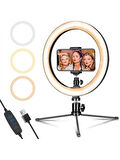 Tripodlu Youtuber Selfie LED Işıklı Masaüstü 10 Inç Tripod 26 cm Kuaför Makyaj Işığı Tiktok Işığı