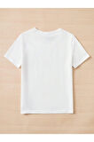 Kadın Beyaz Saç Baskılı Oversize Bisiklet Yaka T-shirt