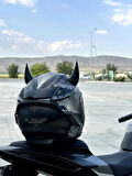 Motor & Motosiklet Siyah Şeytan Boynuzu Kask Dış Aksesuar