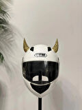 Motor & Motosiklet Gold Simli Şeytan Boynuzu Kask Dış Aksesuar