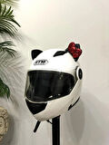 Motor & Motosiklet Kırmızı Fiyonklu Siyah Kedi Kulak Kask Dış Aksesuarı