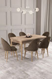 Calvin Atlantik 80x132 MDF Açılabilir Mutfak Masası Takımı 6  Sandalye