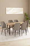 Calvin Beyaz Mermer Desen 80x132 MDF Açılabilir Mutfak Masası Takımı 4 Sandalye, 1 Bench