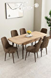 Milas Beyaz Mermer Desen 80x132 MDF Açılabilir Yemek Masası Takımı 4 Sandalye, 1 Bench