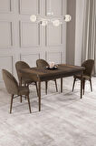 Calvin Barok Desen 80x132 MDF Açılabilir Mutfak Masası Takımı 4  Sandalye