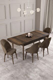 Calvin Barok Desen 80x132 MDF Açılabilir Mutfak Masası Takımı 4  Sandalye