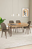 Elis Meşe Desen 80x132 Açılabilir Masa Takımı 4  Sandalye