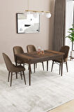 Fonza Barok 80x132 MDF Açılabilir Mutfak Masası Takımı 4  Sandalye
