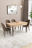 Fonza Meşe Desen 80x132 MDF Açılabilir Mutfak Masası Takımı 4  Sandalye