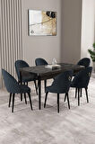 Floryn Beyaz Mermer Desen 80 X 132 Açılabilir MDF Mutfak Masa Takımı 4 Sandalye