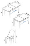 Ikon Beyaz Mermer Desen 80x132 MDF Açılabilir Yemek Masası Takımı 4  Sandalye