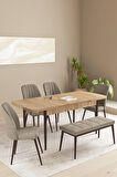 Ikon Beyaz 80x132 MDF Açılabilir Yemek Masası Takımı 4  Sandalye