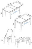 Ikon Meşe Desen 80x132 MDF Açılabilir Mutfak Masası Takımı 4  Sandalye