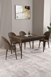 Milas Barok Desen 80x132 MDF Açılabilir Yemek Masası Takımı 4  Sandalye