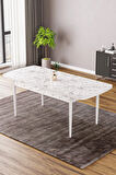 Vien Beyaz Mermer Desen 80 X 132 Açılabilir MDF Mutfak Masası 4  Sandalye
