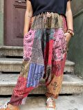Unisex Nepal Patchwork Pantolon, Salaş Pantolon, Rahat Pantolon, Renkli Şalvar