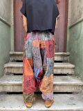 Unisex Nepal Patchwork Pantolon, Salaş Pantolon, Rahat Pantolon, Renkli Şalvar