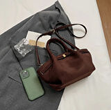 Kahverengi Süet Kemer Detaylı Mini Çanta