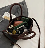 Kahverengi Süet Kemer Detaylı Mini Çanta