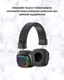 Kablosuz RGB Işıklı Katlanabilir Bluetooth Kulak Üstü Kulaklık