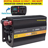  GERÇEK DEĞER DİJİTAL EKRAN 12 VOLT - 300 WATT MODIFIED SINUS WAVE INVERTER (12V - 220V Çevirici)
