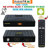  ANDROID 14  4GB/32GB  TV BOX + HD UYDU ALICI (İKİSİ BİR ARADA SÜPER ÜRÜN)