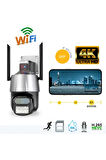qasul 8mp Hd Ip Kamera 2 Lens Güvenlik Koruması Wifi Gözetim Kameraları 8x Zoom Ptz Kablosuz