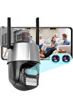 qasul 8mp Hd Ip Kamera 2 Lens Güvenlik Koruması Wifi Gözetim Kameraları 8x Zoom Ptz Kablosuz