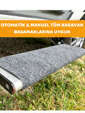 Beylini Dayanıklı Karavan Basamak Halısı  Kolay Temizlenebilir Yırtılmaz Koruyucu Adım Halısı (45x45 Gri)