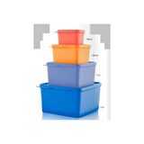 Tupperware Renkli Dikdörtgen Saklama Kabı 4 Lü Set Esc