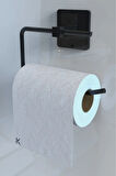 Yapışkanlı Siyah Kare Havluluk  ve Tuvalet Wc Kağıtlık Banyo 2'li Set