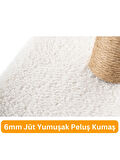 Beylini Kedi Tırmalama Tahtası Kedi Kaşınma Tahtası Peluş Kumaş Silinebilir Demonte 40 cm Yükseklik Beyaz
