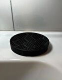 Modern Tarzda Su Tutmaz Su Giderli Oval Plastik Katı Sabunluk Siyah