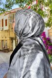 Kazayağı Desen Gri Pamuk Jakar Şal