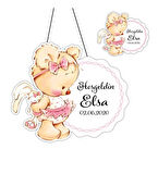 Kişiye Özel Bebek Kapı Süsü Ve 50 Adet Magnet Seti Ayıcık