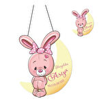 Kişiye Özel Bebek Kapı Süsü Ve 50 Adet Magnet Seti Tavşan