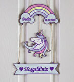 Meşgalem Unicorn ve Gökkuşağı Temalı Kişiye Özel Kapı Süsü