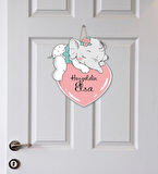 Meşgalem Kalbe Sarılmış Minik Fil Temalı Kişiye Özel Kapı Süsü