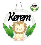 Kişiye Özel Bebek Kapı Süsü Ve 50 Adet Magnet Seti Aslan
