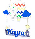 Meşgalem Mavi Bulutlu Kapadokya Balonu Temalı Kişiye Özel Kapı Süsü