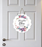 Meşgalem Çiçekle Çerçeve Temalı Kişiye Özel Kapı Süsü