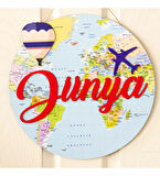 Meşgalem Dünya, Balon ve Uçak Temalı Kişiye Özel Kapı Süsü