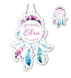 Kişiye Özel Bebek Kapı Süsü Ve 50 Adet Magnet Seti Renkli Tüy