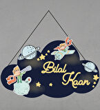 Kişiye Özel 3D Bebek Ahşap Kapı Süsü Uzay