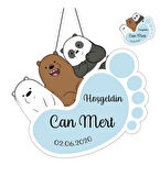 Kişiye Özel Bebek Kapı Süsü Ve 50 Adet Magnet Seti Ayak Panda