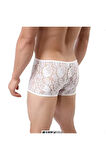 Etkileyici Dantelli Beyaz Alımlı Erkek Boxer - Erkek İç çamaşırı BC4613