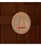 Meşgalem Bulut Üstünde Oturan Tavşancık Temalı Kişiye Özel Kapı Süsü