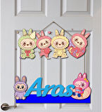 Labubu Desenli Kişiye Özel Yenidoğan Kapı Süsü 45 cm